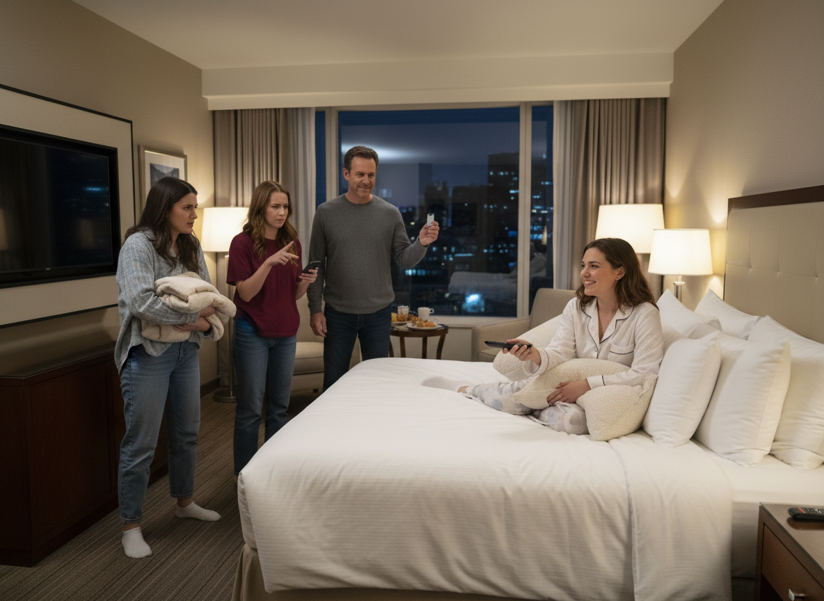 AITA for getting my daughter a hotel room entirely for herself after her stepsisters made her sleep on the floor?
